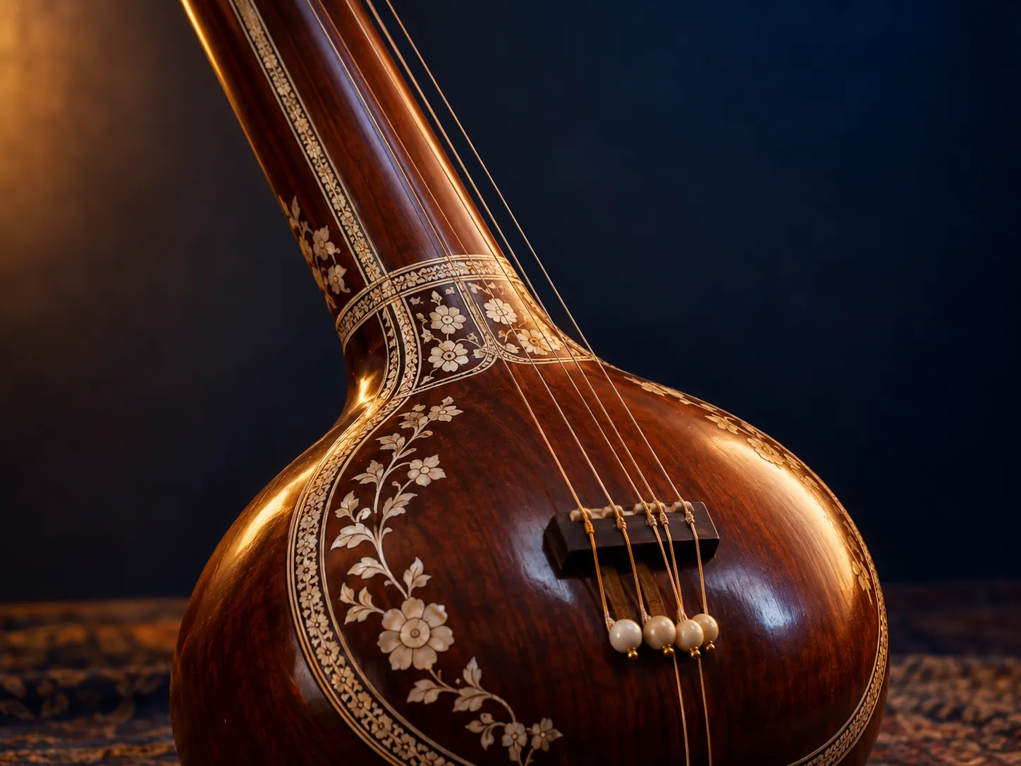 Carved wooden tanpura